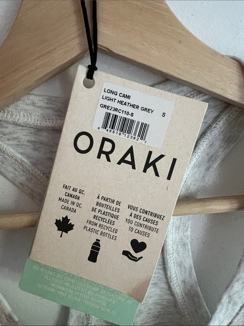 NWT Oraki Long Cami Heather Grey - Picture 5 of 10